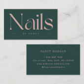 nail artist bold typography green and pink 名刺 (正面/裏面)