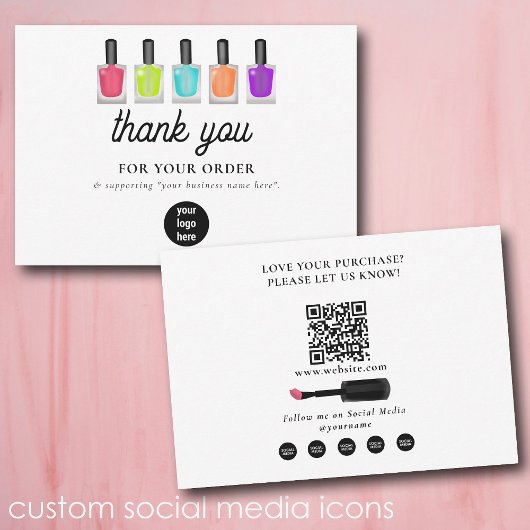 Nail Artist Business Thank You Logo Social Media サンキューカード