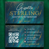 Nail Artist Dark Green Opal Stone QR Code 名刺