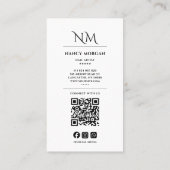 Nail Artist Elegant Script Photo Monogram QR Code 名刺 (裏面)