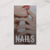 Nail Artist Elegant Script Photo Monogram QR Code 名刺 (正面)