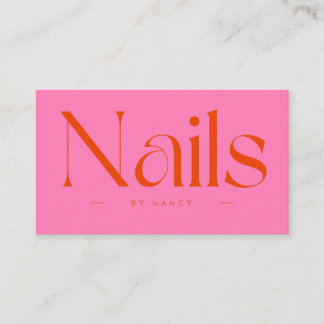 Nail Artist Hot Pink Red Typography  名刺