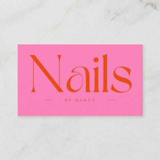Nail Artist Hot Pink Red Typography  名刺 (正面)