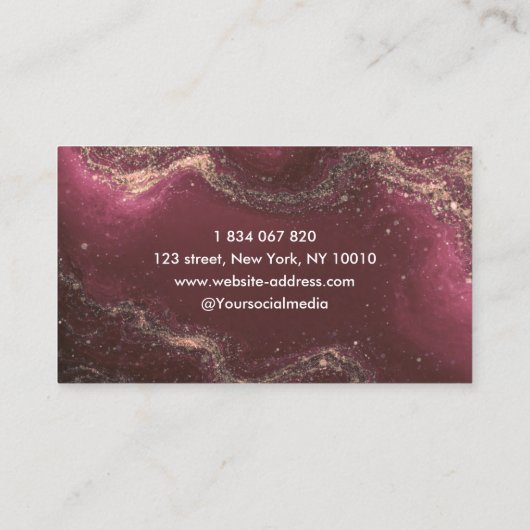 Nail Artist Luxury Burgundy Agate Gold Monogram 名刺 (裏面)