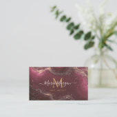 Nail Artist Luxury Burgundy Agate Gold Monogram 名刺 (スタンド正面)