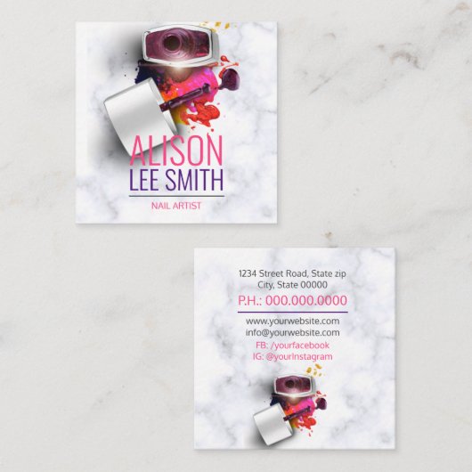 Nail Artist / Manicure スクエア名刺 (正面/裏面)