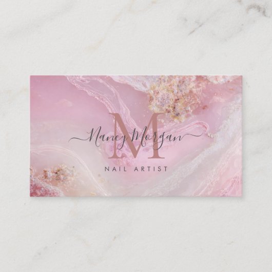 Nail Artist Monogram Pink Agate Marble  名刺 (正面)