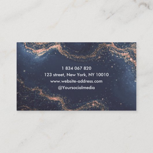 Nail Artist Navy Blue Agate Gold Monogram 名刺 (裏面)