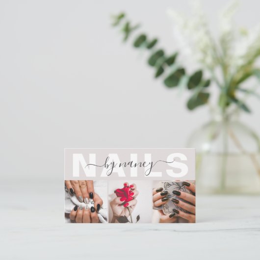 Nail Artist Pearl Pink Photo Collage QR Code Logo 名刺 (スタンド正面)