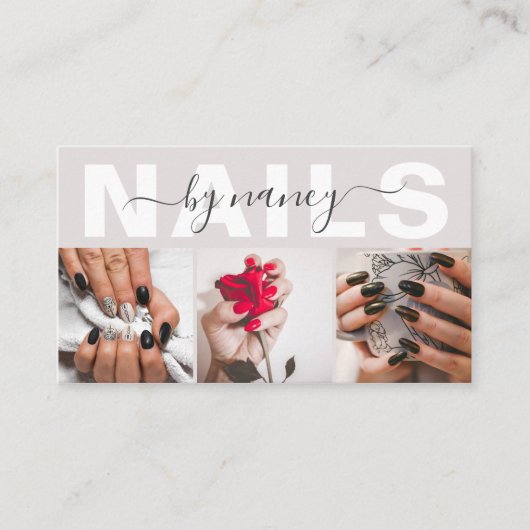 Nail Artist Pearl Pink Photo Collage QR Code Logo  名刺 (正面)