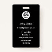  Nail Artist Photo Logo Black White Name バッジ (裏面)