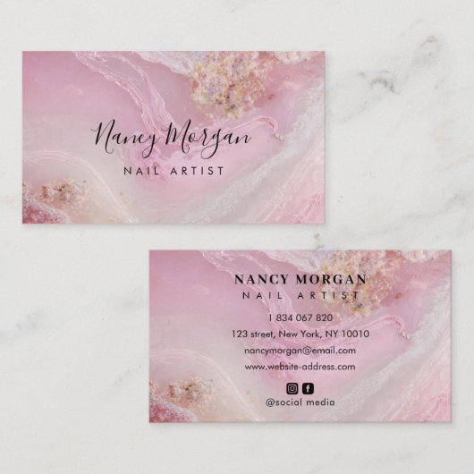 Nail Artist Pink Agate Marble  名刺 (正面/裏面)