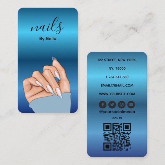 Nail Artist QR Code Business Card 名刺 (正面/裏面)