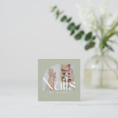 Nail Artist Sage Green Photo Collage Social Media  スクエア名刺 (スタンド正面)