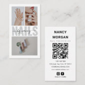 Nail Artist Social Media QR Code 3 Photo Collage  名刺 (正面/裏面)