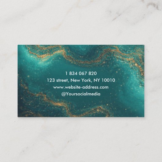 Nail Artist Turquoise Teal Agate Gold Monogram 名刺 (裏面)