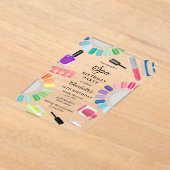 Nail Manicure Pedicure Mani Pedi Girl Spa Birthday アクリル招待状 (レイダウン)