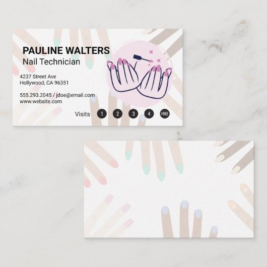 Nail Polish | Manicured Hands Drawing 名刺 (正面/裏面)