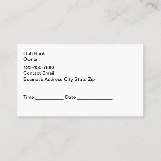 Nail Salon Classy Appointment Cards 名刺 (裏面)