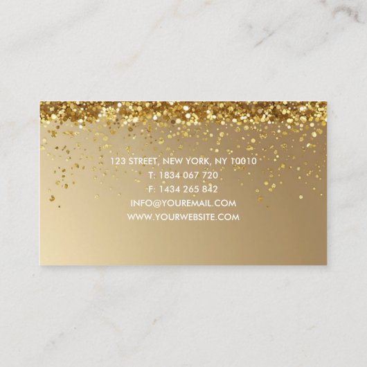 Nail salon Gold glitter Confetti Business Card 名刺 (裏面)