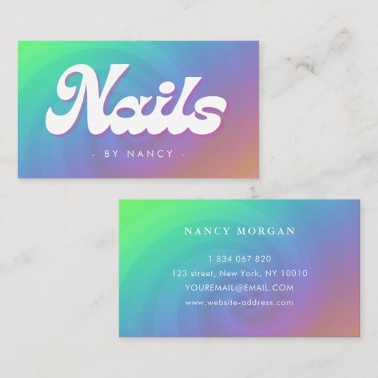 Nail Salon Groovy Rainbow Swirl  名刺 (正面/裏面)