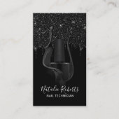 Nail Salon Manicurist Black Glitter Drips Loyalty ロイヤリティカード (正面)