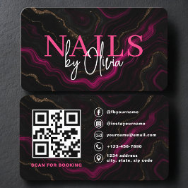 Nail Specialist Artist  QR Code Pink Black 名刺