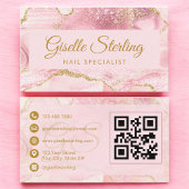 Nail Specialist Blush Pink Gold Agate QR Code 名刺