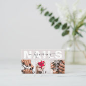 Nail Tech ニュートラルベージュ 3枚写真グリッドQRコード 名刺 (スタンド正面)