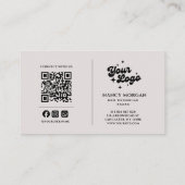 Nail Tech ニュートラルベージュ 3枚写真グリッドQRコード 名刺 (裏面)