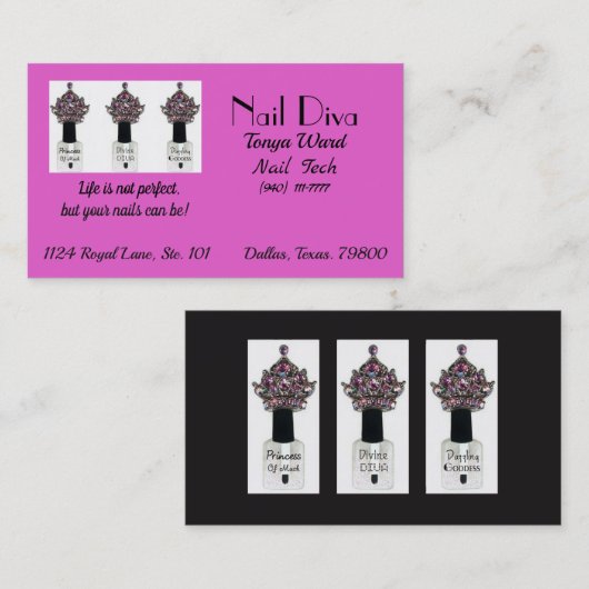 “Nail Tech Diva” Nail Technician  Business Card 名刺 (正面/裏面)