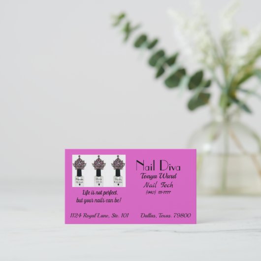 “Nail Tech Diva” Nail Technician  Business Card 名刺 (スタンド正面)