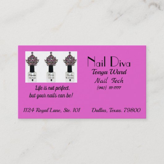 “Nail Tech Diva” Nail Technician  Business Card 名刺 (正面)