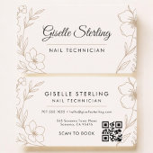 Nail Tech Floral QR Code Professional 名刺