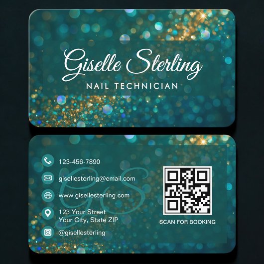 Nail Tech Green QR Code 名刺