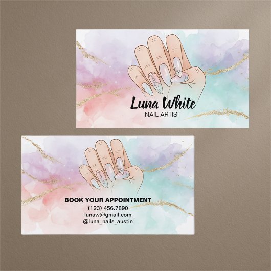 Nail Tech Manicure Watercolor 名刺