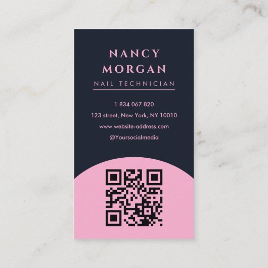Nail Tech Modern Arch Photo QR Code 名刺 (裏面)