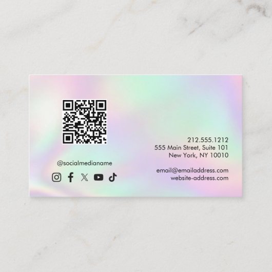 Nail Tech QR Code Minimalist Modern 名刺 (裏面)