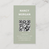 Nail Tech Qr Code Photo Sage Green  名刺 (裏面)
