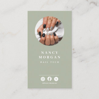 Nail Tech Qr Code Photo Sage Green  名刺