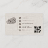 Nail Technician Beige Linen Modern Elegant QR Code 名刺 (裏面)