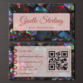 Nail Technician Black Opal Gemstone QR Code 名刺