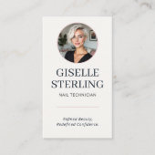 Nail Technician Blush & Navy Photo QR Code  名刺 (正面)