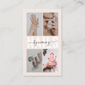 Nail Technician Blush Pink Photo Collage Qr Code 名刺 (正面)