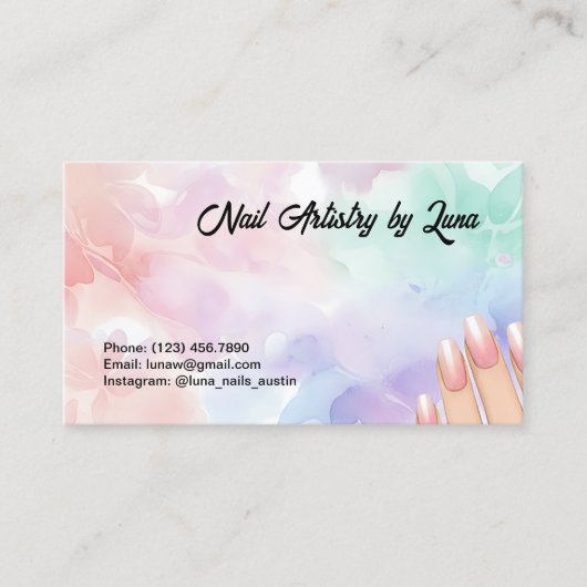 Nail Technician Custom QR 名刺 (正面)