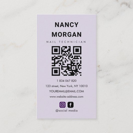 Nail Technician Elegant Photo Collage QR Code 名刺 (裏面)