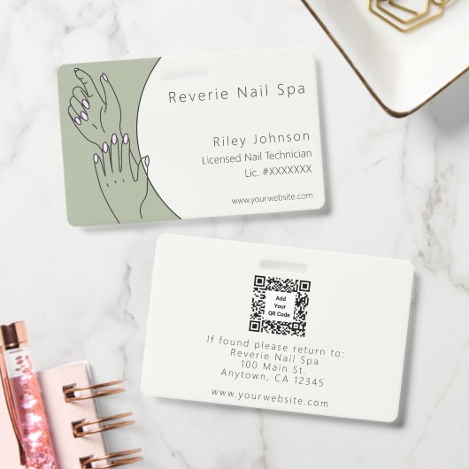 Nail Technician ID Badge Licensed Nail Tech  バッジ (オフィス)