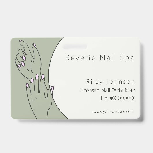 Nail Technician ID Badge Licensed Nail Tech  バッジ (正面)