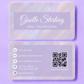 Nail Technician Iridescent QR Code Professional 名刺