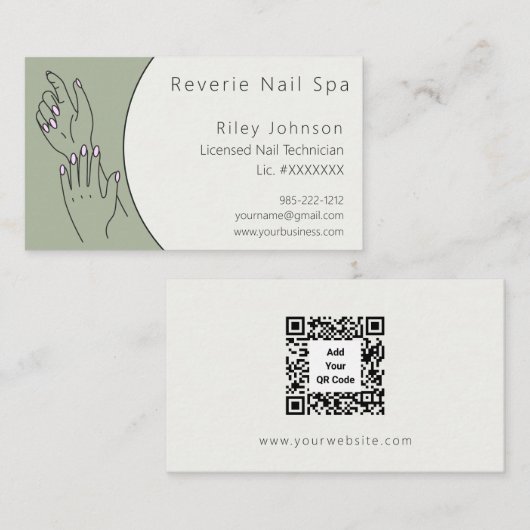Nail Technician Licensed Nail Tech Business Card 名刺 (正面/裏面)